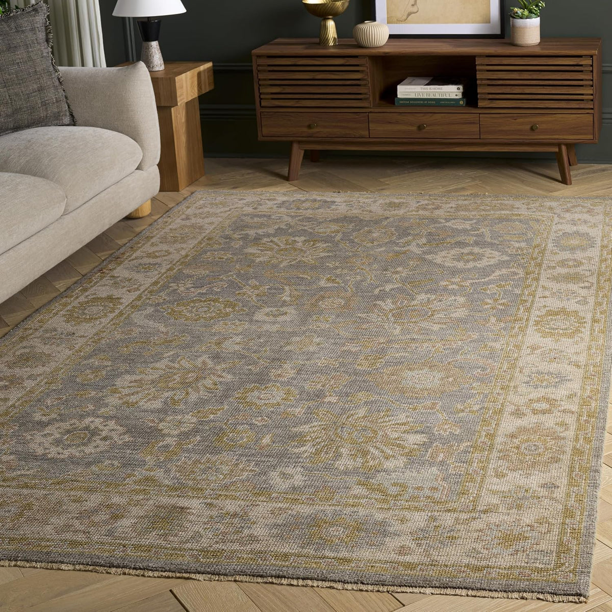 SAFAVIEH Alfombra de área 6x9 - Colección Izmir - Azul claro y marf...