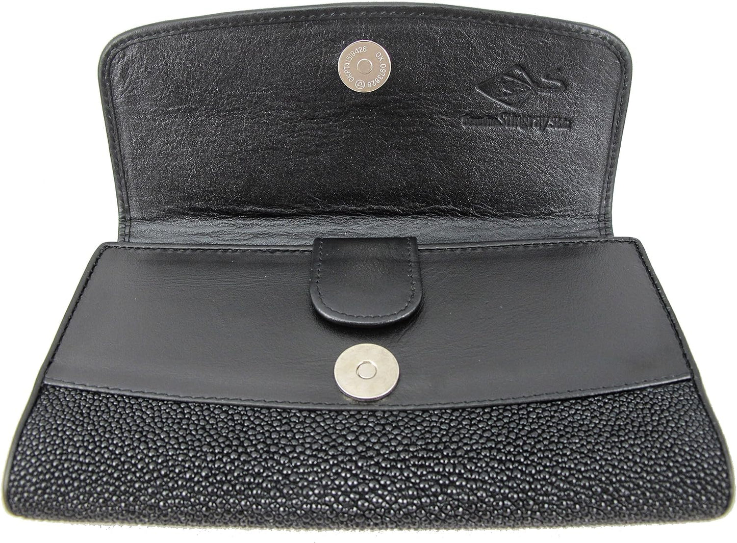Pelgio Cartera de embrague triple de piel de Stingray genuino para...