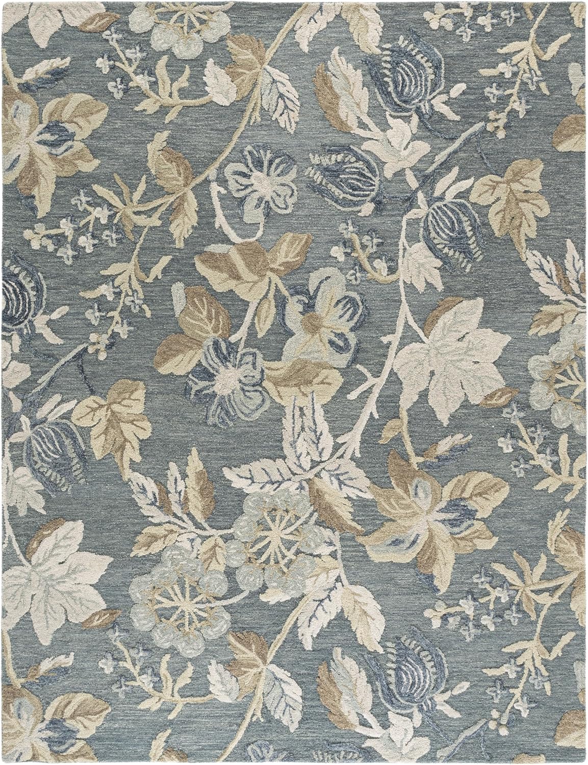 SAFAVIEH Alfombra Jardin 8x10, lana hecha a mano, grande, azul y be...