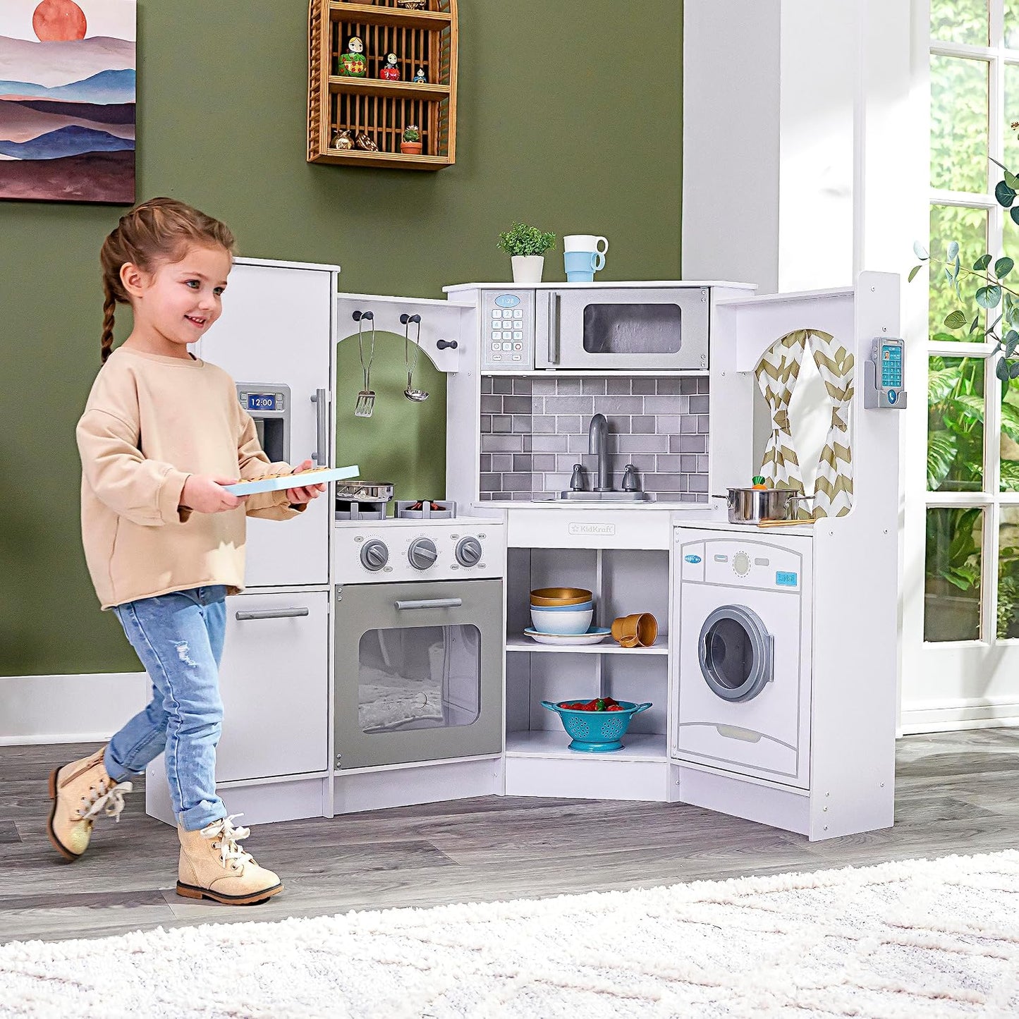 KidKraft Ultimate - Cocina de madera de esquina con luces y sonidos...