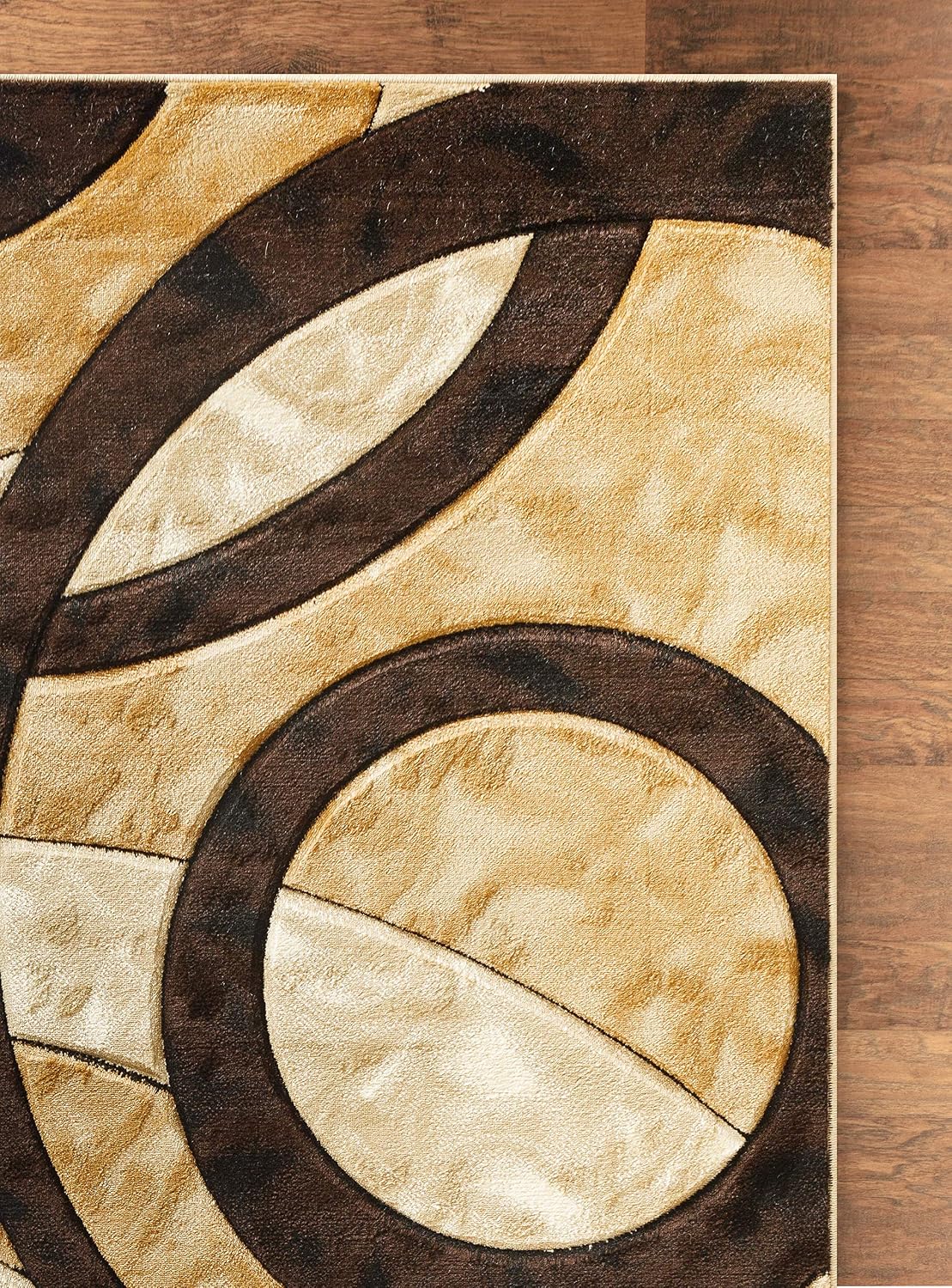 GLORY RUGS - Alfombra moderna de 5x7, círculos marrones, geometría,...