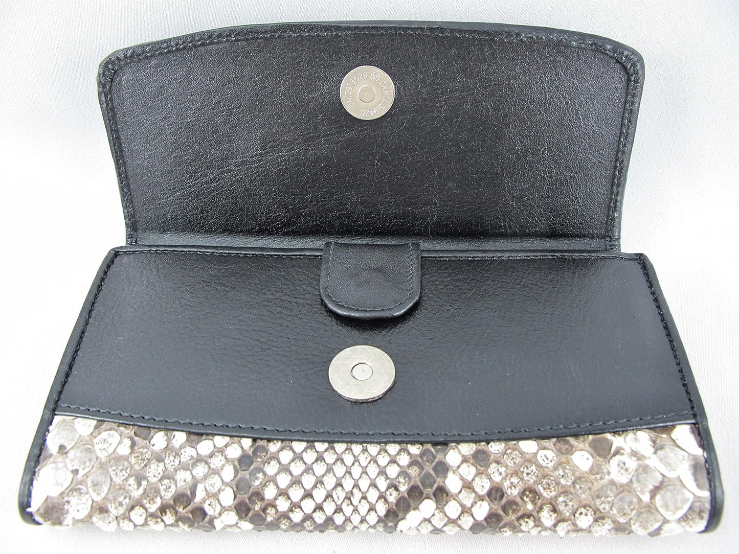 Pelgio Cartera de embrague triple de piel de serpiente de pitón aut...