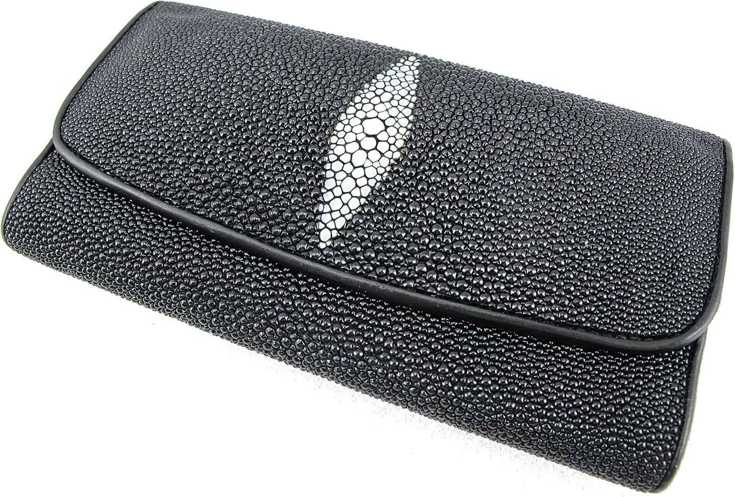 Pelgio Cartera de embrague triple de piel de Stingray genuino para...