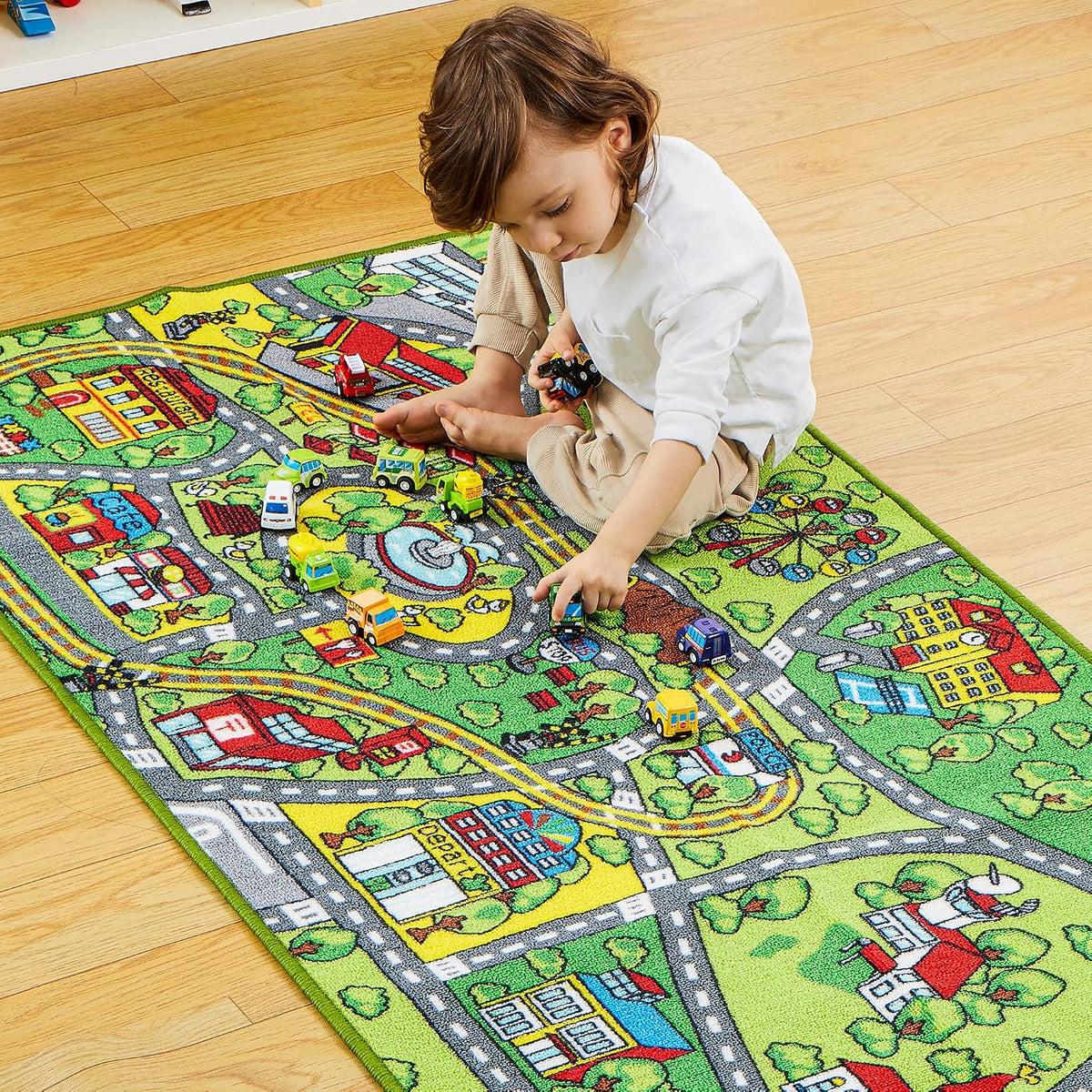 JOYIN Alfombra de Juego con 12 Coches de Vehículos de Retroceso par...