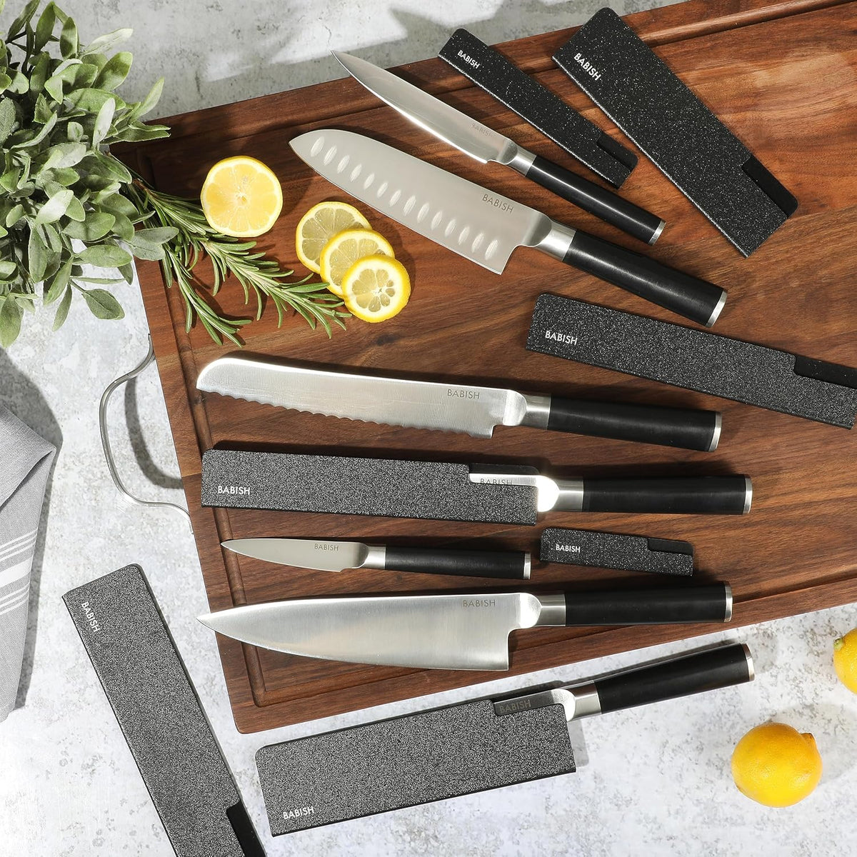 Babish - Juego de cuchillos de cocina de 14 piezas con filo complet...